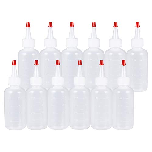 Product Cover BENECREAT 12Pack 4 Ounce Plastic Squeeze Dispensing Bottles with Red Tip Caps and Measurement - Good for Crafts, Art, Glue, Multi Purpose
