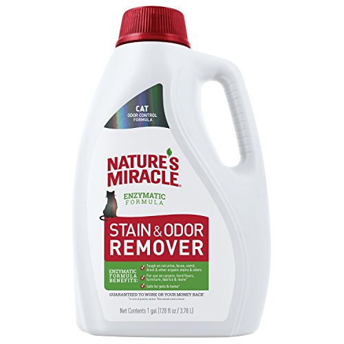 Product Cover Nature's Miracle Cat Stain and Odor Remover, 128 fl oz, Enzymatic Formula for Urine Stains, Feces Stains, Vomit Stains and Drool Stains, Odor Control