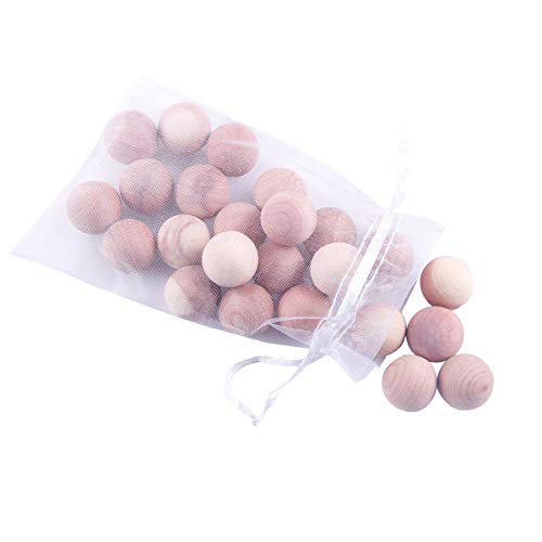 Product Cover Cedar Balls - Cedar Blocks for Closets Storages, 100% Natural Aromatic Red Cedar Wooden Balls (24 Pcs Cedar Balls with Satin Bag