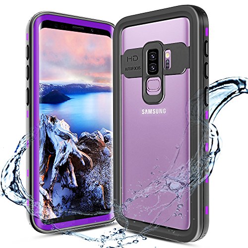 Product Cover XBK Samsung Galaxy S9+ Plus Case, Waterproof Case with Built-in Screen Protector,Full-Body Rugged Resistant Protective Hard Cover Case for Galaxy S9 Plus (2018, 6.2inch) (Purple Clear Back)