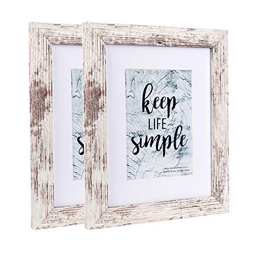 Product Cover Home&Me 8x10 Picture Frame RottenWhite 2 Pack- Made to Display Pictures 5x7 with Mat or 8x10 Without Mat - Wide Molding - Wall Mounting Material Included