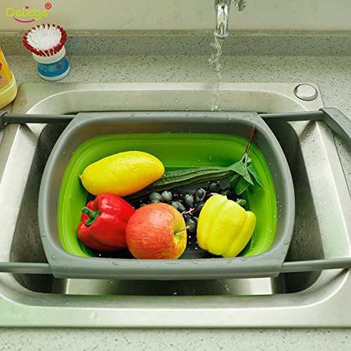 Product Cover Delidge 1 pc Foldable Drain Basket Silicone Adjustable Collapsible Colander Vegetable Fruits Washing Strainer Kitchenware