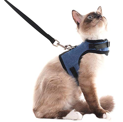 Product Cover SCENEREAL Escape Proof Cat Harness and Leash - Adjustable Soft Mesh Vest Harness for Rabbits Puppy Kittens, L