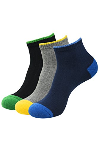 Product Cover Balenzia Men's Cushioned High Ankle Sports Socks- Black, L.Grey, Navy (Pack of 3)
