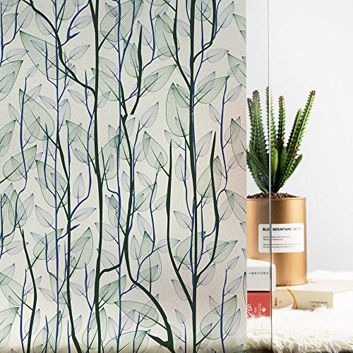 Product Cover DKTIE Static Cling Decorative Window Film Vinyl Non Adhesive Privacy Film,Stained Glass Window Film for Bathroom Shower Door Heat Cotrol Anti UV 35.4In.by 78.7In.