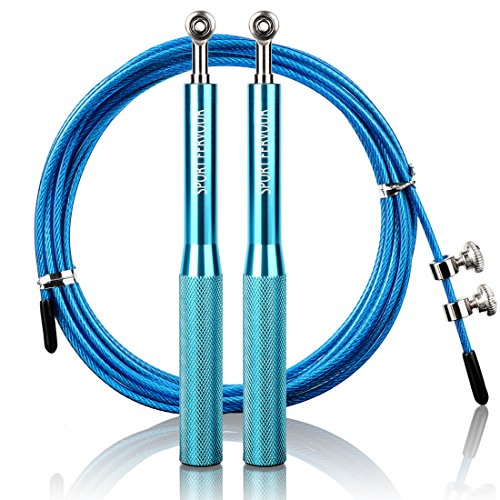 Product Cover SPORT FERVOUR Jump Rope with Anti-Slip Handles-Adjustable Speed Ball Bearing-High Speed Jump Rope for Boxing,Workout,MMA Fitness Training (Blue)