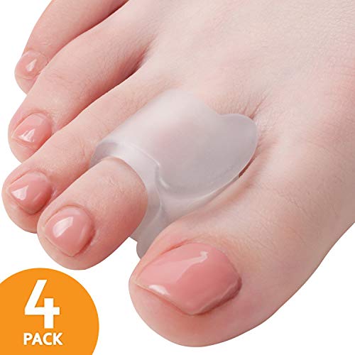 Product Cover Toe Separators Hammer Toe Straightener - 4-Pack Big Toe Spacers - Gel Spreader - Correct Crooked Toes - Bunion Corrector and Bunion Relief - Pads for Overlapping, Hallux Valgus, Diabetic Feet, Yoga