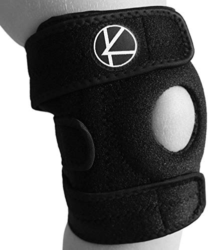 Product Cover Adjustable Kids Knee Brace Support - Best Knee Support for Youth, Arthritis, ACL, MCL, LCL, Sports Exercise, Meniscus Tear. Open Patella Neoprene Stabilizer Wrap for Children, Boys, Girls (Black)