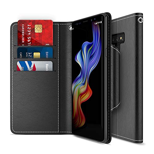 Product Cover Maxboost Galaxy Note 9 Case, [Folio Style] Wallet Case for Samsung Galaxy Note 9 [Stand Feature] (Black) Protective PU Leather Flip Cover with Credit Card Slot+Side Cash Pocket+Magnetic Clasp Closure