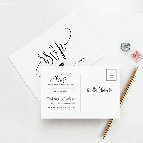 Product Cover Bliss Collections RSVP postcards for Wedding, Response Cards, Reply Cards, Perfect for Bridal Shower, Rehearsal Dinner, Engagement Party, Baby Shower or any Special Occasion, 50 pack of 4x6 Cards
