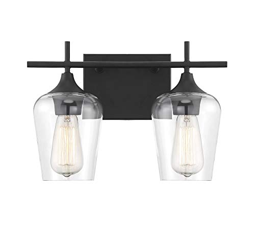 Product Cover Savoy House 8-4030-2-BK Octave 2-Light Bathroom Vanity Light in a Black Finish with Clear Glass (14