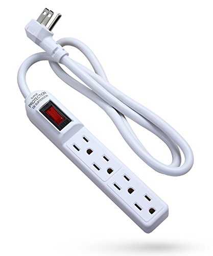Product Cover Fosmon Surge Protector Power Strip Flat Plug, 4-Outlet Splitter Extender 1875 Watt 300 Joules, 3FT Extension Cord Wall Mount with 3 Prong - ETL Listed