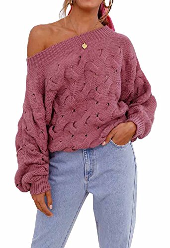 Product Cover Women's Casual Sexy Off Shoulder Loose Batwing Sleeve Pullover Sweater Knit Jumper