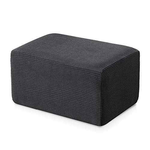 Product Cover subrtex Stretch Storage Ottoman Slipcover Protector Oversize Spandex Elastic Rectangle Footstool Sofa Slip Cover for Foot Rest Stool Furniture in Living Room (Gray)