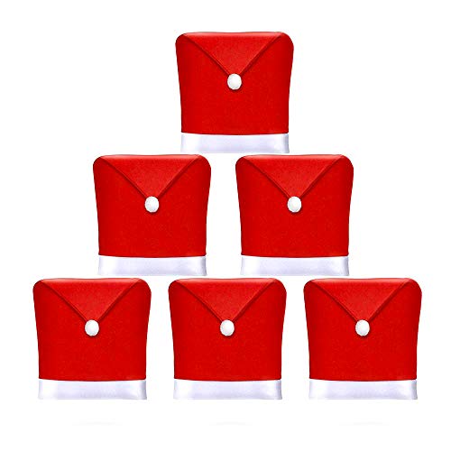 Product Cover AMFOCUS Christmas Dining Chair Slipcovers Chair Back Covers Xmas Decoration, Santa Claus Hat Design, Set of 6