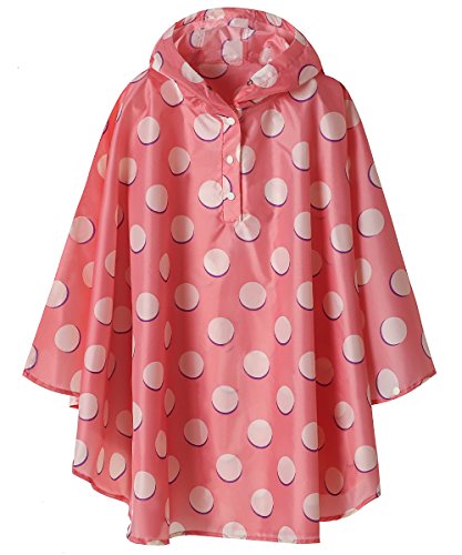 Product Cover SaphiRose Kids Lightweight Jacket Waterproof Outwear Raincoat,Pink Polka Dot,M