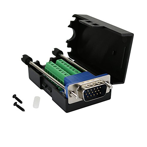 Product Cover Twinkle Bay D-SUB DB15 Male 15Pin Jack Port to Terminal Breakout Board Connector 3Row Plug, DR15 VGA Male with Case