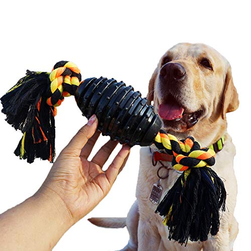 Product Cover LECHONG Durable Dog Chew Toys for Aggressive Chewer, Combine Ball Rope Dog Toy 13.5 Inch Nearly Indestructible Dog Toy with Convex Design for Puppy Small Medium and Large Dogs