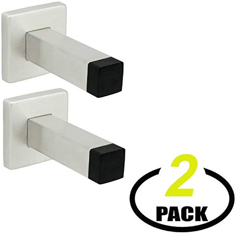 Product Cover Nuk3y Modern Square Wall Door Stop or Coat Hook, 2 Pack (Stainless Steel)