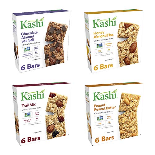 Product Cover Kashi Chewy Granola Bars Variety Pack - Chocolate Almond Sea Salt | Honey Almond Flax | Trail Mix | Chocolate Peanut Butter - 24 Pack