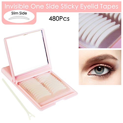 Product Cover Breathable Eyelid Tapes - 480Pcs/240 Pairs Invisible One Side Sticky Double Eyelid Stickers - Instant Eye Lid Lift Without Surgery, Perfect for Hooded Droopy Uneven or Mono-eyelids (Slim)