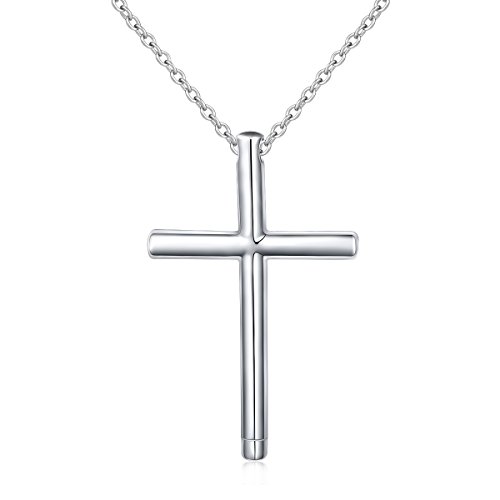 Product Cover S925 Sterling Silver Cross Urn Pendant Memorial Ashes Keepsake Exquisite Cremation Locket Pendant Necklace Men Jewelry Women