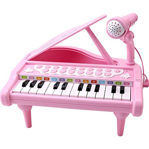 Product Cover Amy&Benton Toddler Piano Toy Keyboard Pink for Girls Birthday Gift 1 2 3 4 Years Old Kids 24 Keys Multifunctional Toy Piano