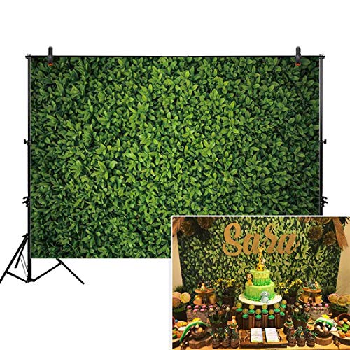 Product Cover Allenjoy 7x5ft Fabric Green Leaves Wall Backdrop for Photography Grass Floordrop Picture Background Spring Safari Party Ground Decor Outdoorsy Theme Newborn Baby Shower Wedding Photo Studio Props Drop