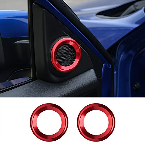 Product Cover Thenice for 10th Gen Civic Door Audio Speaker Rings, Anodized Aluminum A-Pillar Loudspeaker Decorations Circle Trims for Honda Civic 2016 2017 2018 2019 -Red