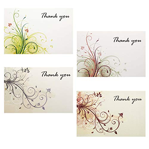 Product Cover Elegant Thank You Cards - 36 Floral Theme Notes with Envelopes and Bonus Stickers, Premium Quality Paper, Will Not Smudge - 4x6 Inches Size - Perfect for Any Occassion