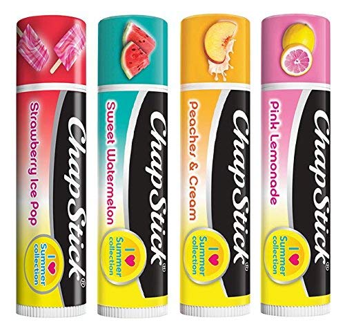 Product Cover Chapstick Set of 4, I Love Summer Collection: Strawberry Ice Pop, Sweet Watermelon, Peaches & Cream, Pink Lemonade