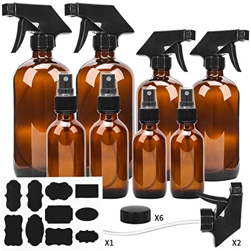 Product Cover Glass Spray Bottle, ESARORA Amber Glass Spray Bottle Set - Essential Oils - Cleaning Products - Aromatherapy (16OZ x 2, 8OZ x 2, 4OZ x 2, 2OZ x 2)