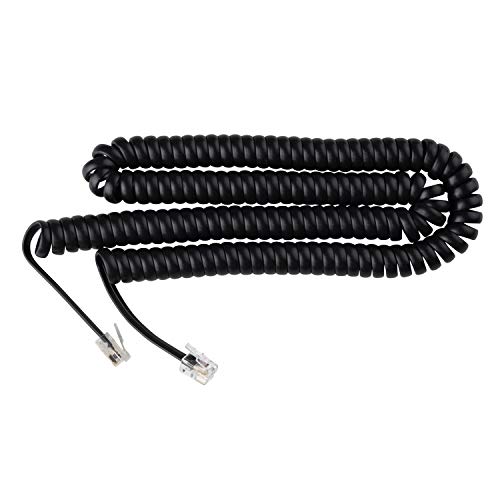 Product Cover Telephone Cord Handset Curly - Phone Color Black 15ft - Works on virtually All Trimline Phones and Princess Telephones