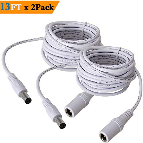 Product Cover 5.5mm x 2.1mm Extension Cord 13FT, DC 12v Power Supply Adapter for CCTV Security Camera Surveillance Indoor Wireless IP Camera Dvr Standalone LED Strip, Car, 12 Volt Male to Female Plug Cable 2 Pack