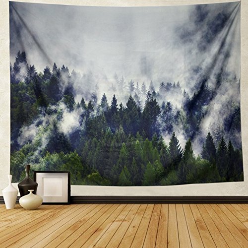 Product Cover Prabahdak Misty Forest Tapestry Grey Fog Tapestry 3D Forest Tree Tapestry Nature Landscape Wall Hanging Tapestry Mandala Bohemian Tapestry for Bedroom Living Room Dorm