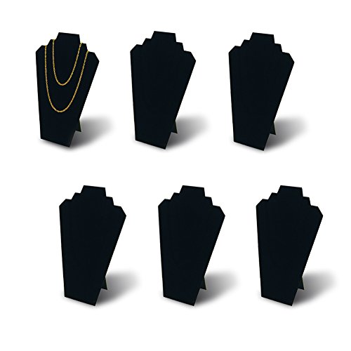 Product Cover 7TH VELVET 6pcs/ Pack 12.5inches Black Velvet Necklace Easel Jewelry Organizer Displays Stand with Reinforced Bracket