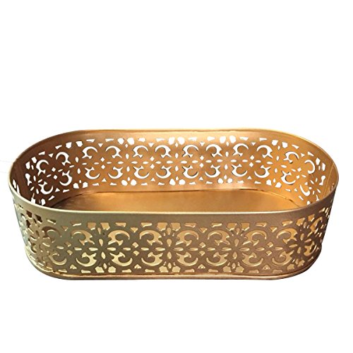 Product Cover Elan Flecked Oval Tray, Decorative Metal Serving Tray for Starters, Gold