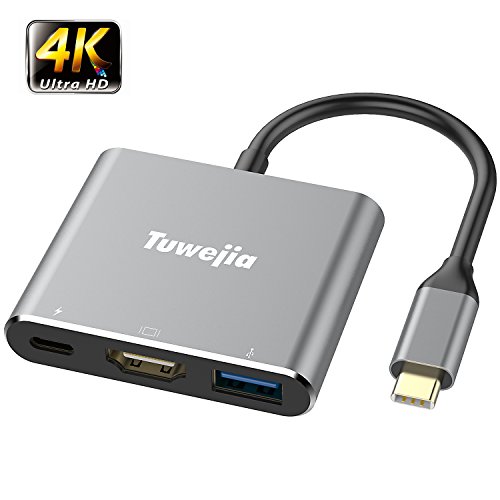 Product Cover USB C to HDMI Multiport Adapter Tuwejia USB 3.1 Gen 2 Thumderbolt 3 to HDMI 4K Video Converter/USB 3.0 hub Port PD Quick Charging Port with Large Projection for 2016/17/18 MacBook/Pro MacBook Air2019