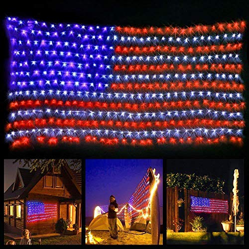 Product Cover Twinkle Star 420 LED American Flag String Lights (Super Larger & Safer), Outdoor Lighted USA Flag Waterproof Hanging Ornaments for Independence Day, July 4th, National Day, Memorial Day