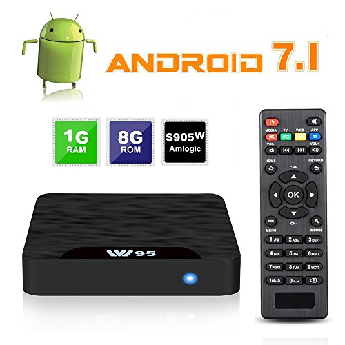 Product Cover 7.1 Android TV Box - J-DEAL W1 Newest Android 7.1 Smart TV Boxsets, Amlogic S905W Quad-Core, 1GB RAM & 8GB ROM, 4K Ultra HD, Support Video Encoder for H.264, 2.4GHz WiFi, Web TV Box + Remote Control