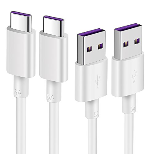 Product Cover COOYA 5A SuperCharge USB Type C Cable Super Charging Cord Compatible with Huawei P20 P30 Pro, Mate 20 Pro, Mate 9, 10 Pro, P10 Plus 2Pack 3.3FT White