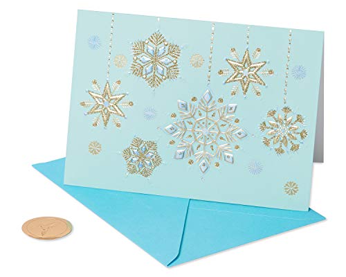 Product Cover Papyrus 5495666 Holiday Cards Boxed, Hanging Glitter Snowflakes (12-Count)
