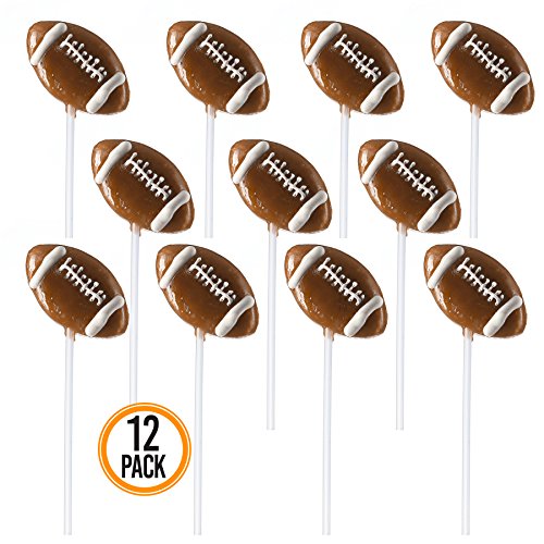 Product Cover Prextex Football Lollipops - Kids Sports Ball Suckers for Birthday, Sports Event or Football Party Favor - Pack of 12 (1 Dozen)