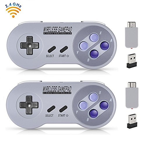 Product Cover Wireless Controller for SNES Classic Edition/NES Classic Edition, Gamepad with USB Wireless Receiver Can Play with Windows,iOS,Liunx,Android Device (2 Packs) by ipremium