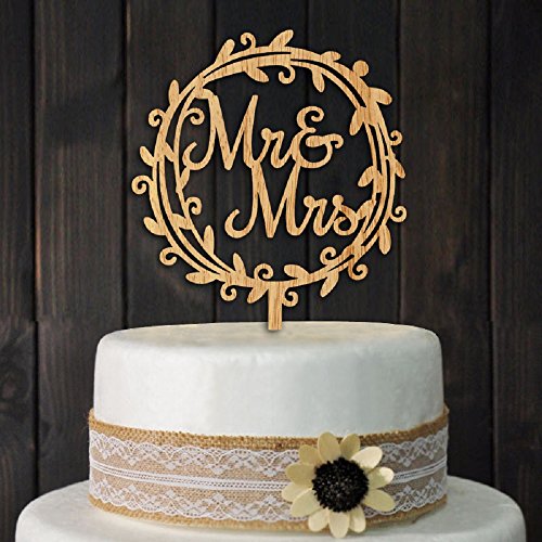 Product Cover YAMI COCU Mr and Mrs Cake Toppers Rustic Wood Wedding Party Engagement Decoration