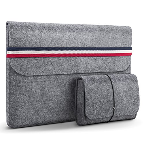 Product Cover HOMIEE 15 Inch Felt Laptop Sleeve Carrying Case for 2019 MacBook Pro 16 Inch, 15 Inch MacBook Pro 2015-2019, Dell XPS 15/ Dell Inspiron 7000 Pro, HP Envy X360, Asus Vivobook S 15.6, Light Gray
