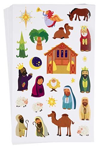 Product Cover Juvale Nativity Stickers - 864-Count Christmas Stickers, Scrapbook Stickers for Kids Christmas Holiday Party Favors, Church, Bible School, 36 Sheets, 8.5 x 5 inches