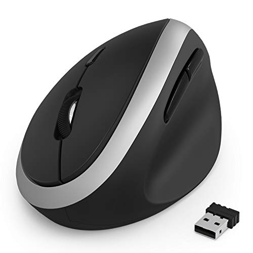 Product Cover Wireless Vertical Mouse, Jelly Comb Wireless Mouse 2.4G High Precision Ergonomic Optical Mice 【 for Small Hands 】 (Black and Silver)