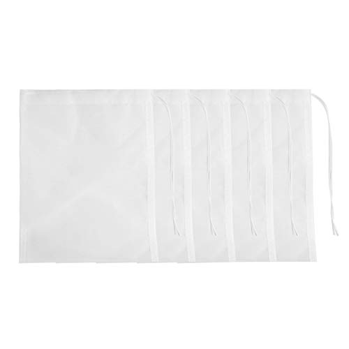 Product Cover SLSON 5 Pcs Media Filter Bag Aquarium Fine 180 Micron Mesh Filter Bags Reusable Nylon Drawstring Bags for Fish Tank Activated Carbon,Charcoal,Bio Balls Filter Accessories,White