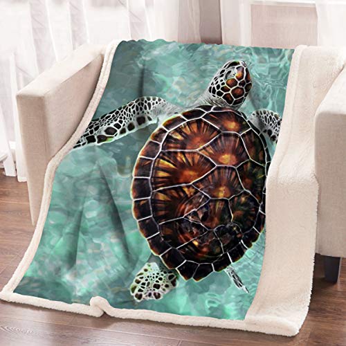 Product Cover ARIGHTEX Sea Turtle Fleece Throw Blanket Super Soft Sherpa Blanket Underwater Turquoise Decorative Kids Blankets (60 x 80 Inches)